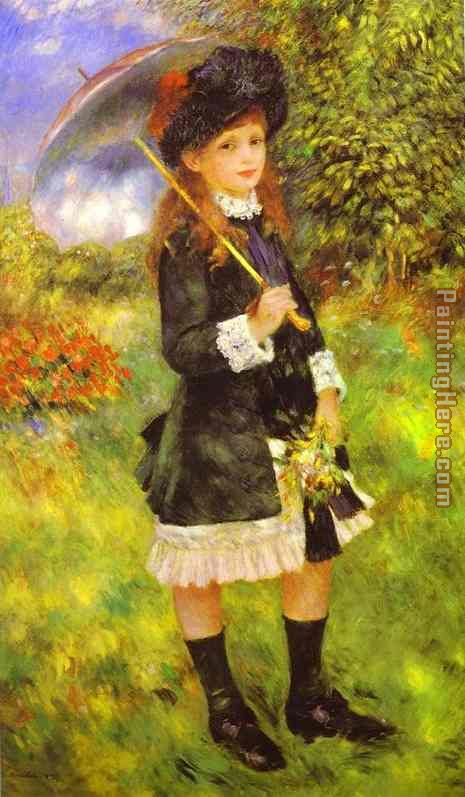Young Girl with Parasol (Aline Nunes) painting - Pierre Auguste Renoir Young Girl with Parasol (Aline Nunes) art painting